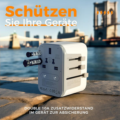 TESSAN Reiseadapter Weltweit, Universal Reisestecker Mit 3 USB a Und 1 USB C, Internationaler Steckdosenadapter, Universaladapter Für England USA Japan Thailand Australien, Travel Adapter