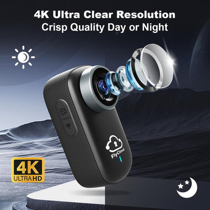Flycloud One 4K Mini Camera for Waterproof, Anti-Shake, 3-4 Hours of Battery Life, Suitable for Pet, Travel, Adventure, and Meeting and Daily Recording