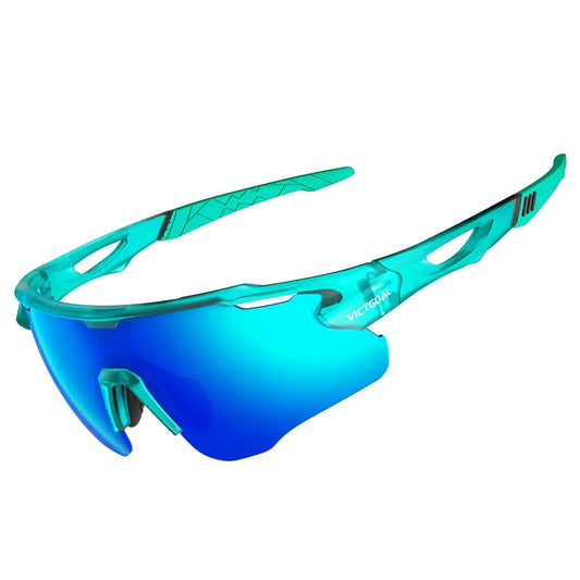 VICTGOAL Cycling Glasses for Men Women with Polarized Lenses UV Protection Cycling Sunglasses TR90 Frame for MTB Bike Glasses (Blue)